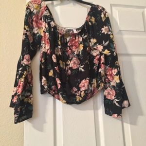 Xhilaration XL Halter Top Black with flowers